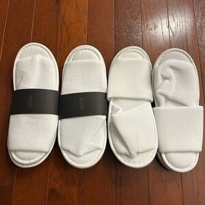 4 pairs new hotel spa Disposable Slippers Open Toe
White NonSlip Travel unisex